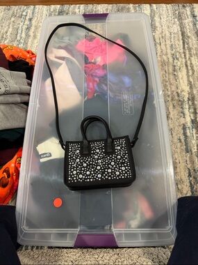 Black Studded Mini Tote Crossbody Bag